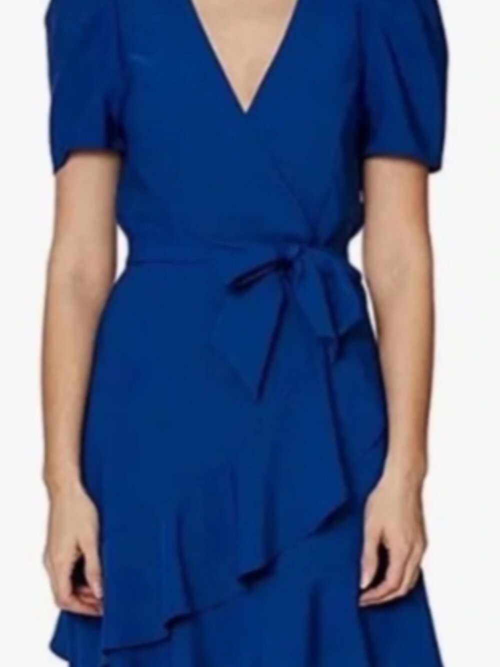 ✨ NWT Betsey Johnson "Puff Sleeve Faux Wrap" Blue Mini Dress Size 10 ✨